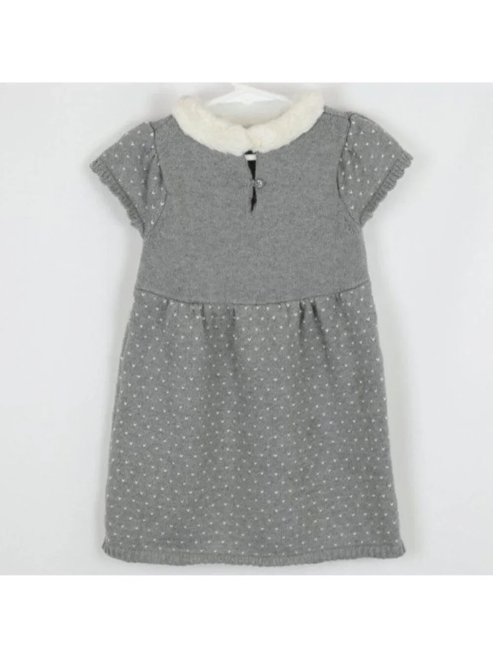 Gymboree Girls Size 4 Gray & White Fair Isle Short Sleeve Knit Sweater Dress